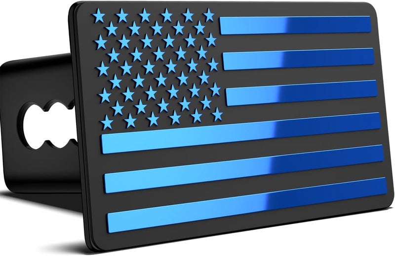 OGYE 2 Inch Trailer Hitch Cover with American Flag, Heavy Metal Trailer Hitch Cover Fit for 2 Inch Hitch Receivers (with 5/8" Pin Dia Anti-Theft Trailer Hitch Lock),3 * 5" Blue - Image 2